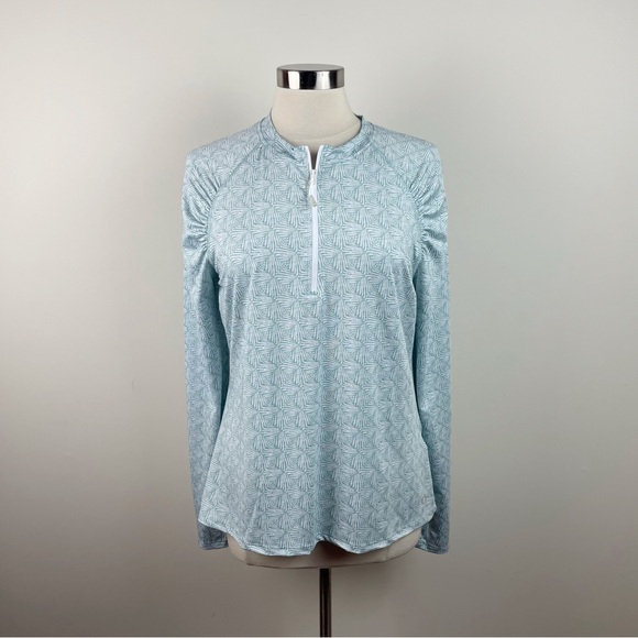 the american outdoorsman Tops - The American Outdoorsman Blue Green White Long Sleeve Lightweight Top Women XL